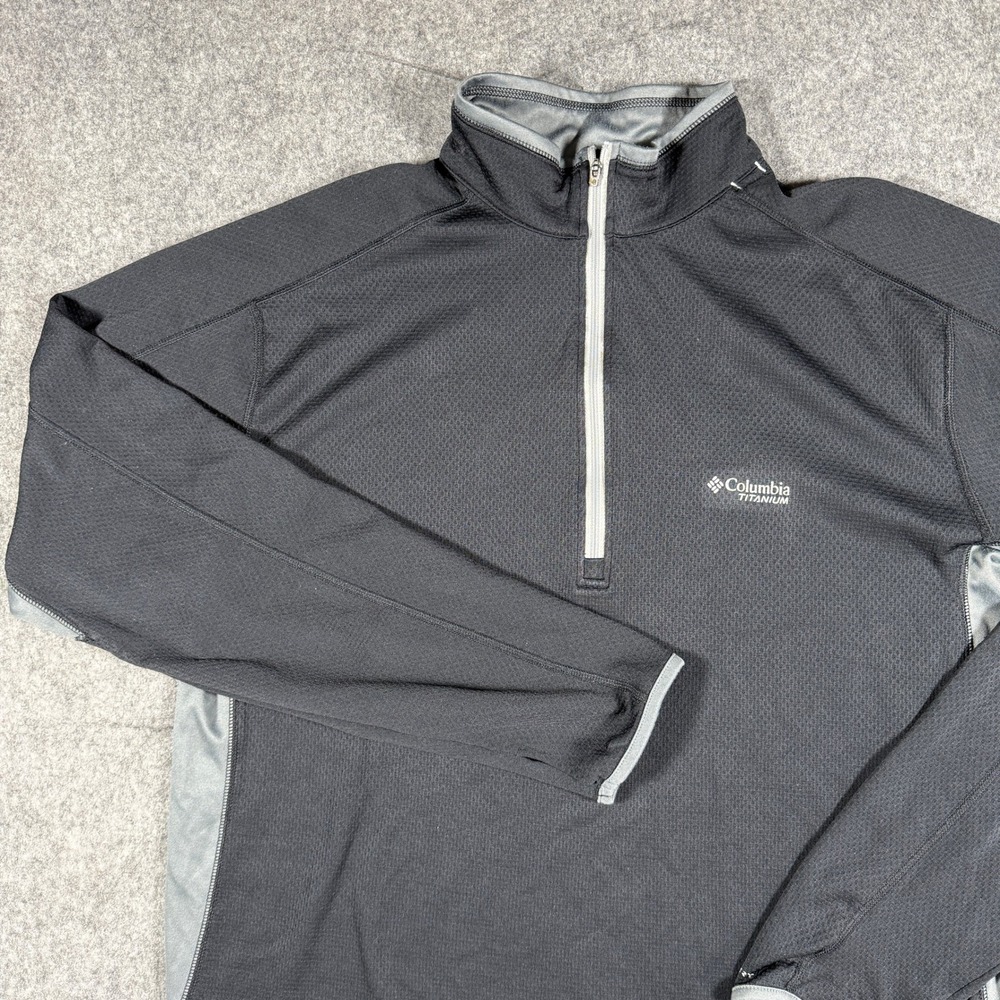 Columbia Titanium Pullover Mens XL Gray 1/4 Zip Thumbhole Bicep Pocket Athletic